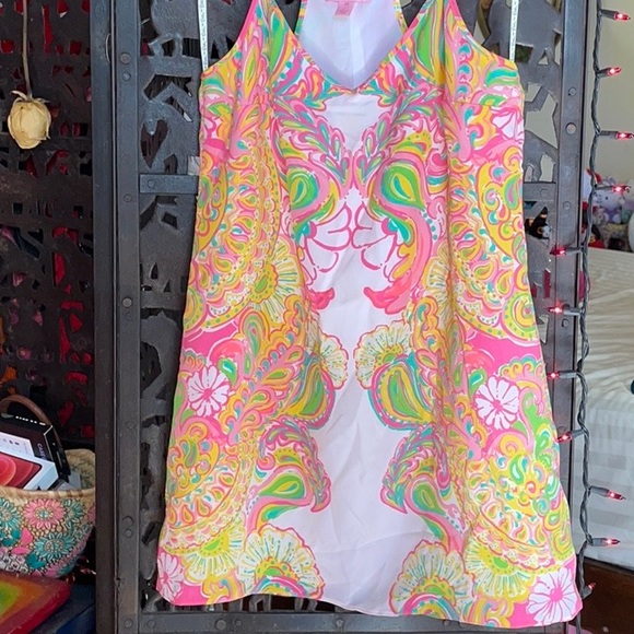 Lilly Pulitzer Dusk Silk racerback tank 💖💛💚🤍 - Picture 1 of 5